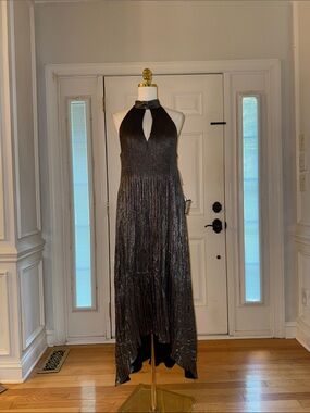 adrianna papell chiffon-overlay a-line dress | Dresses | Adrianna Papell Chiffon Overlay A Line item size:M La Femme Diamond-Cut-Out Long warm-weather-segment Easily elevate this flattering